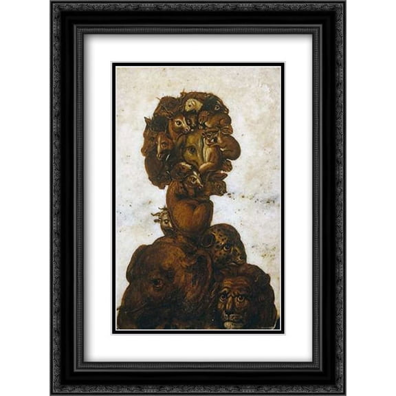 The Four Elements - Earth 2x Matted 18x24 Black Ornate Framed Art Print by Arcimboldo, Giuseppe