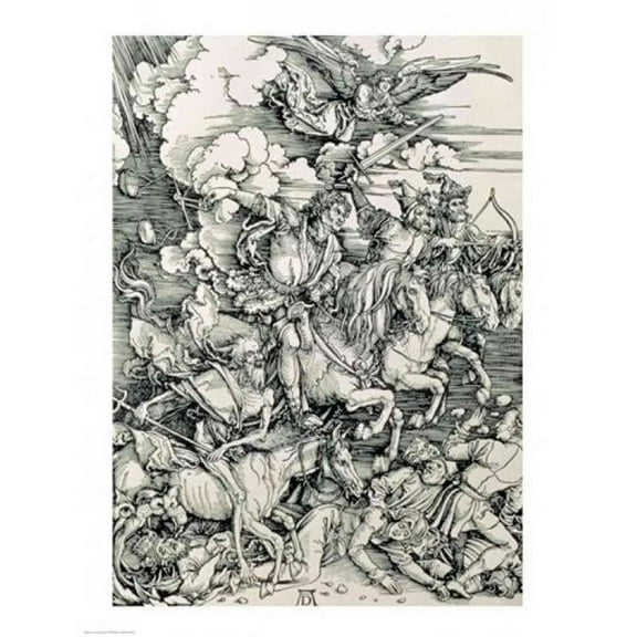 The Four Horsemen of The Apocalypse Death Famine Pestilence & War Poster Print by Albrecht Durer - 18 x 24 in.