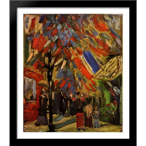 The Fourteenth of July Celebration in Paris 28x32 Large Black Wood Framed Print Art by Vincent van Gogh