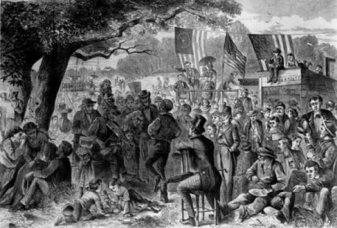 The Fourth of July in the Country by Charles G Bush lithograph 1867 Canvas Art - (24 x 36)