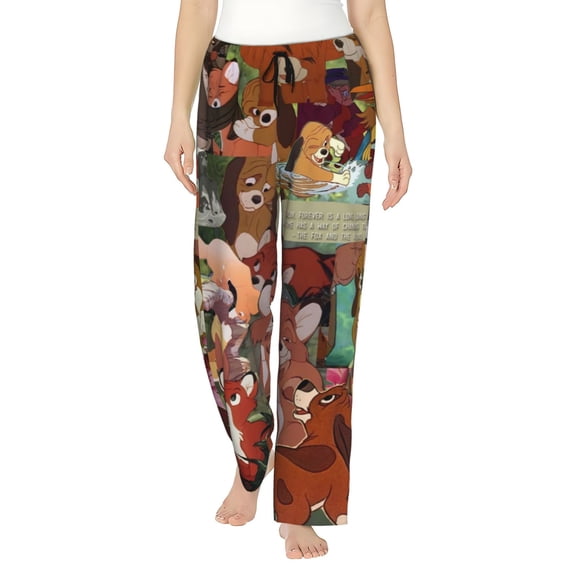 The Fox And The Hound Women's Pajama Pants, Cartoon Ultra Soft Comfy Lounge Bottoms, Casual Sleep Pj Pants Sleepwear With Pockets Drawstring