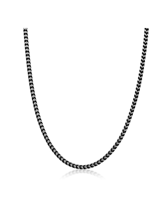 The Fox - Thin Antique Finish Stainless Steel 4mm Chain Necklace with Push Button - 22 Inches