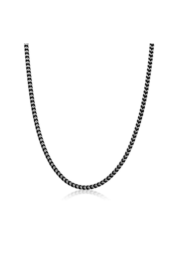 The Fox - Thin Antique Finish Stainless Steel 4mm Chain Necklace with Push Button - 22 Inches