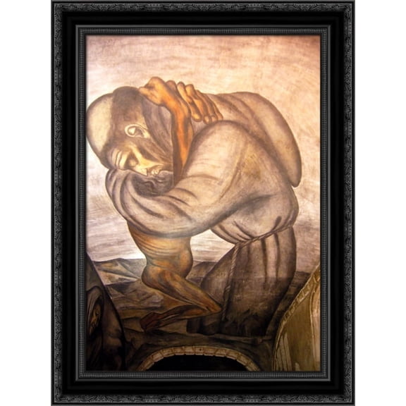 The Franciscans 20x24 Black Ornate Wood Framed Canvas Art by Orozco, Jose Clemente
