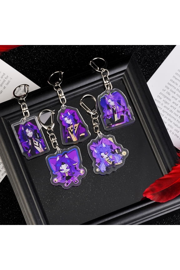 The Freak Circus Jester Acrylic Keychain Set | Purple Demon Clown Bag Charm & Gift (1 keychain)