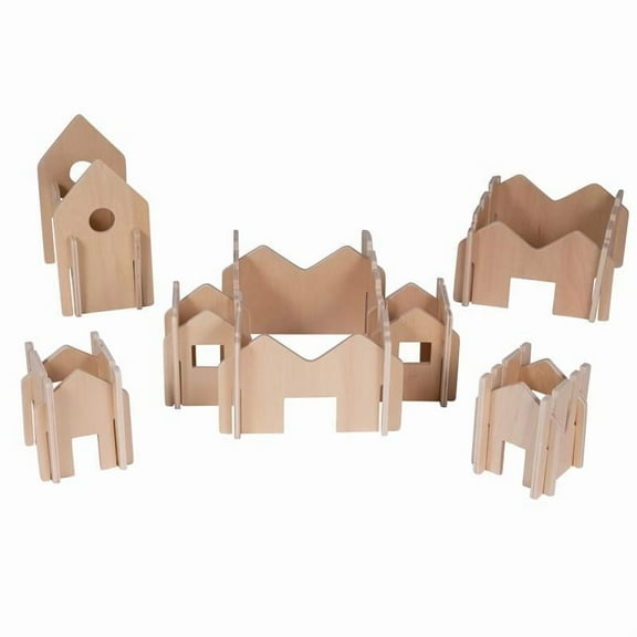 The Freckled Frog Happy Architect Natural (Set of 28) - Wooden Building Toys for Kids & Toddlers