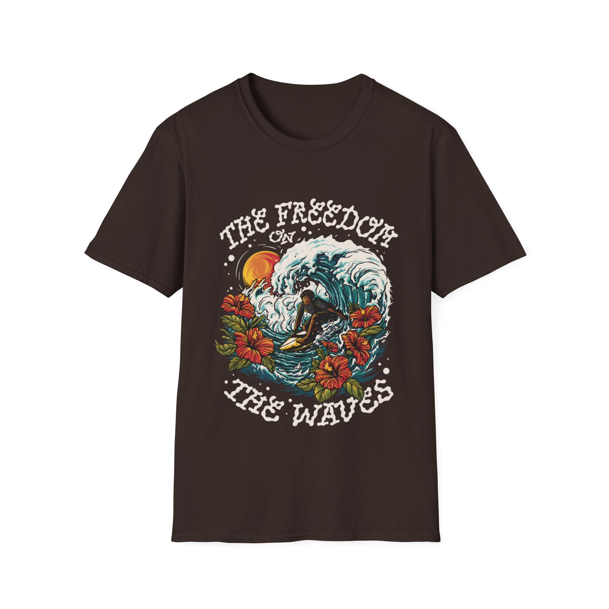 The Freedom On The Waves Surf Lover Novelty Graphic Unisex Softstyle TShirt