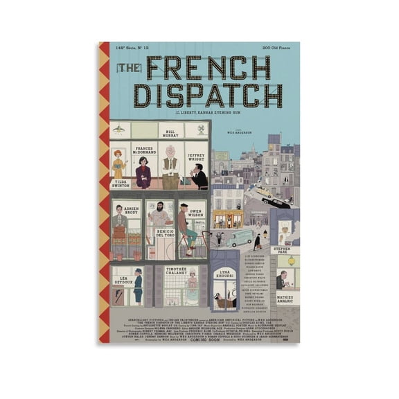 The French Dispatch Movie Poster Canvas Wall Art Prints Poster Gifts Photo Picture Painting Posters Room Decor Home Decorative 16x24inch(40x60cm)