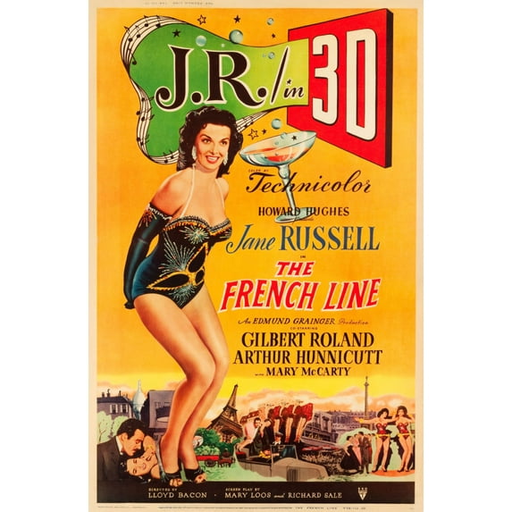 The French Line Movie Poster 24inx36in Poster Art decor Art Poster 24x36 Square Adults Z Posters
