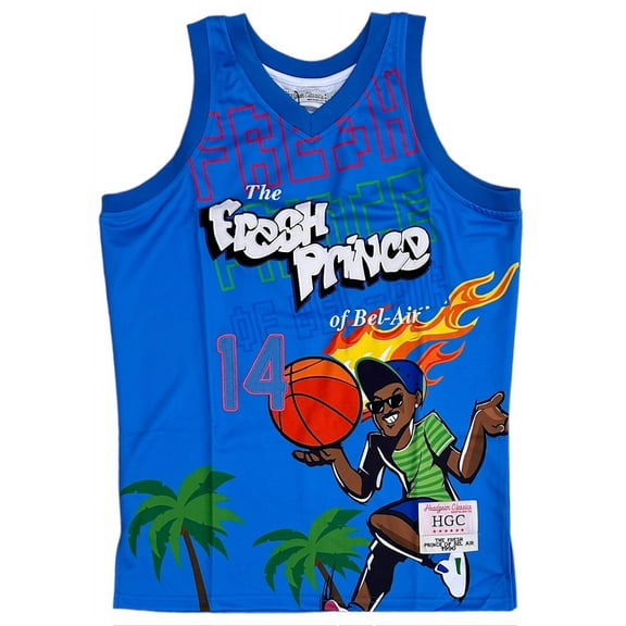 The Fresh Prince of Bell Air Will Smith Men's Headgear Classics Basketball Jersey (Medium, Blue (#14 Smith))