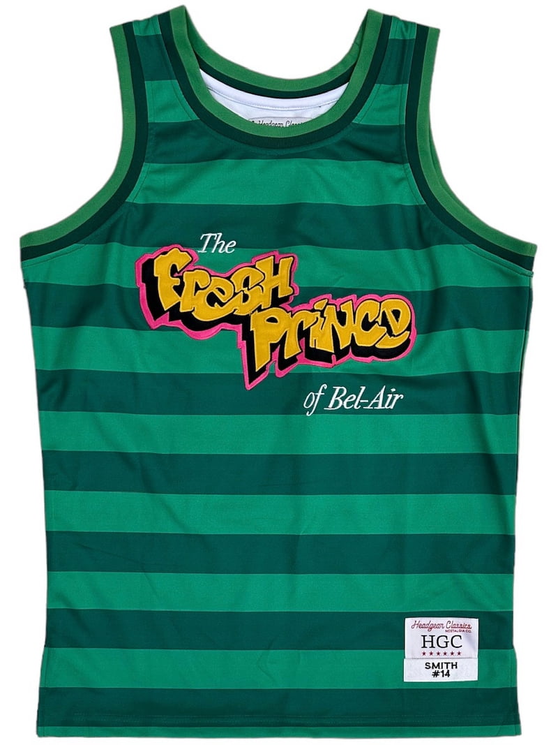 fresh prince jersey dress The of Bell Air Will Smith Men's Headgear Classics Basketball (Small, Green (Striped)) New York City