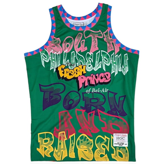 The Fresh Prince of Bell Air Will Smith Men's Headgear Classics Basketball Jersey (X-Large, Green (Spray Paint))