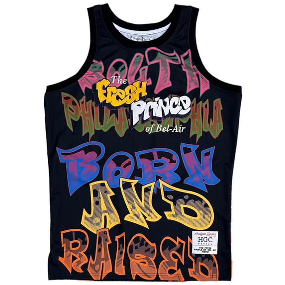 The Fresh Prince of Bell Air Will Smith Men's Headgear Classics Basketball Jersey (XX-Large, Black (Spray Paint))