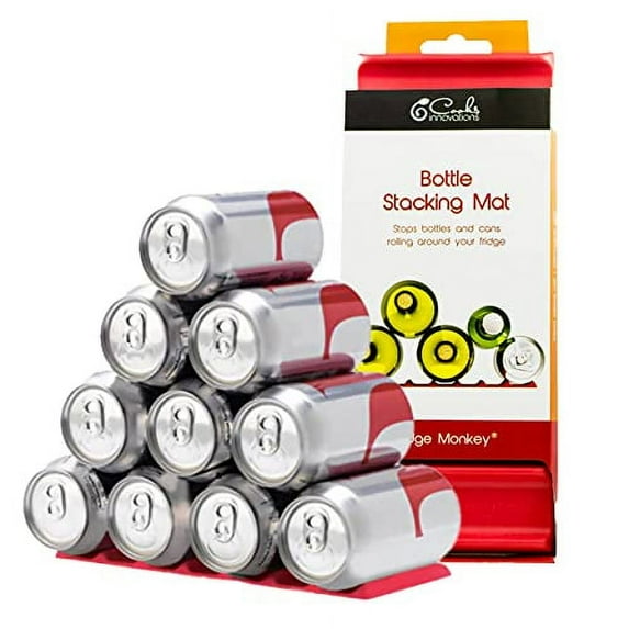 The Fridge Monkey Mat Organizer Wine & Soda Can Organizer for Refrigerator - Drink Organizer Holder Makes Cans & Bottles Stackable for Easy Storage