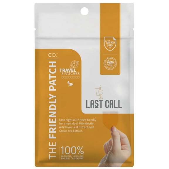The Friendly Patch Last Call Patch  Plant-Based Wearable Patches with Vine Tea, Caffeine, Milk Thistle & Artichoke Leaf Extract  Travel 8 Pack