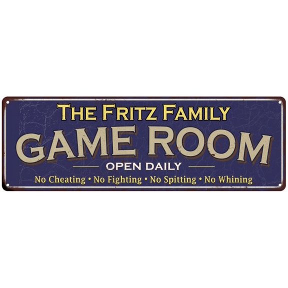 The Fritz Family Blue Game Room Metal 6x18 Sign 106180037357