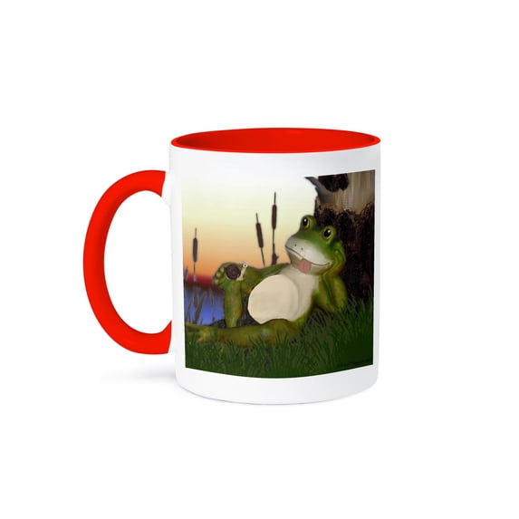 3dRose, The Frog and the Snail, 11oz Two-Tone Red Mug