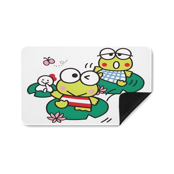 The Frog Keroppi patterned floor mat is durable and easy to clean adding a warm atmosphere and perfectly decorating your home