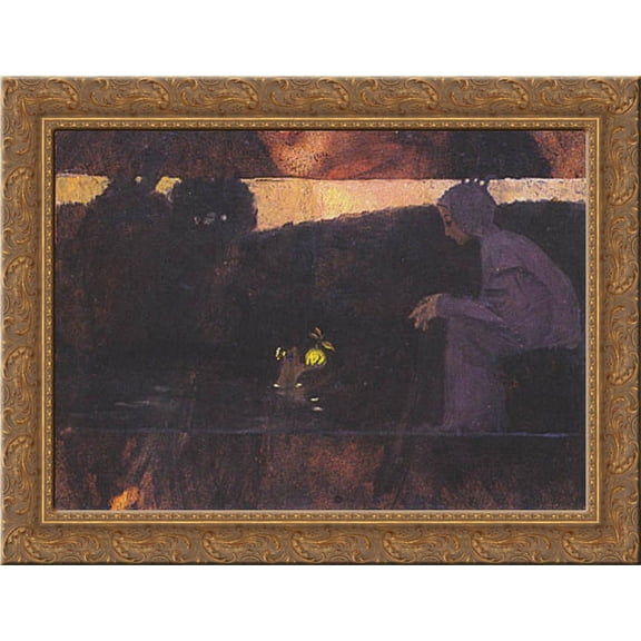 The Frog King 24x20 Gold Ornate Wood Framed Canvas Art by Moser, Koloman