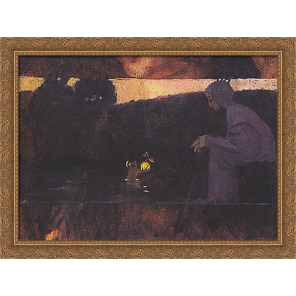 The Frog King 38x28 Large Gold Ornate Wood Framed Canvas Art by Koloman Moser