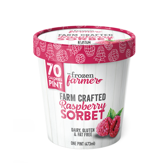 The Frozen Farmer Raspberry Sorbet is 16 ounces of goodness. Light