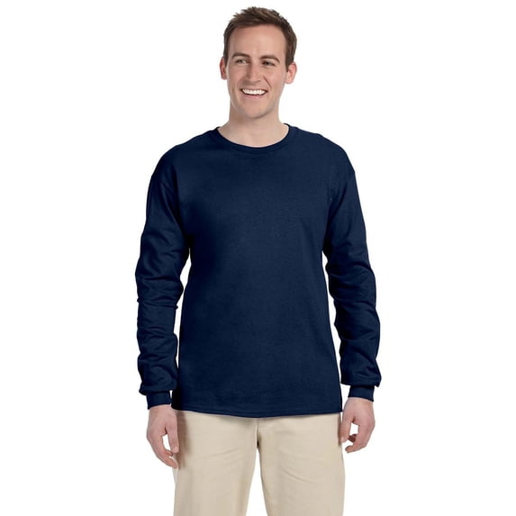 The Fruit of the Loom Adult 5 oz HD Cotton Long Sleeve T-Shirt - J NAVY - 2XL