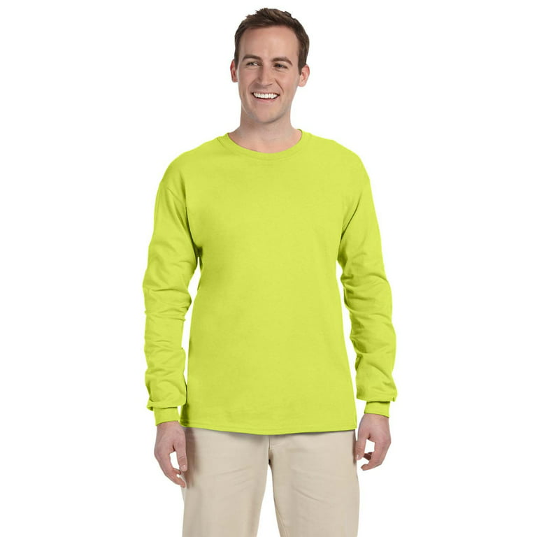 The Fruit the Loom Adult 5 oz HD Cotton Long Sleeve T-Shirt - SAFETY GREEN L - Walmart.com