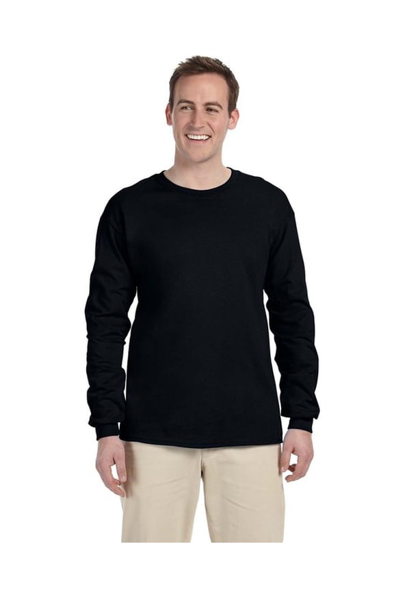 The Fruit of the Loom Adult HD Cotton Long-Sleeve T-Shirt - BLACK - S