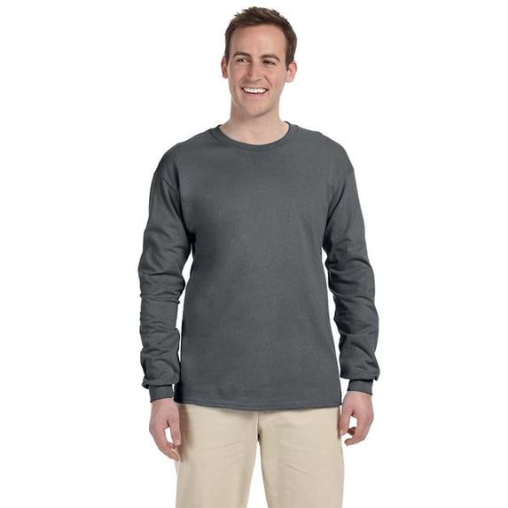 The Fruit of the Loom Adult HD Cotton Long-Sleeve T-Shirt - CHARCOAL GREY - XL