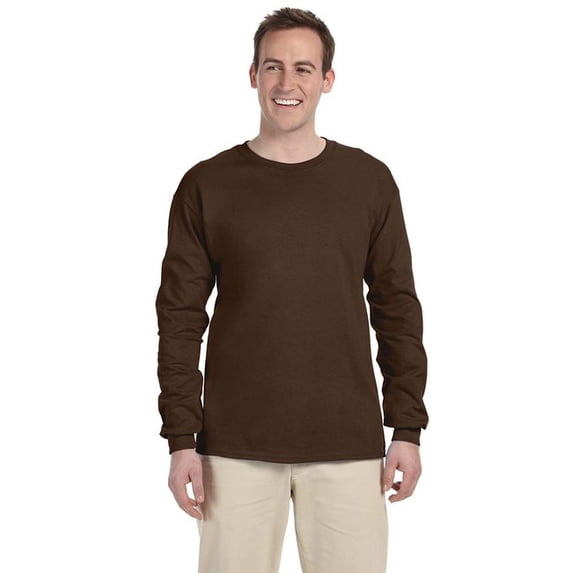 The Fruit of the Loom Adult HD Cotton Long-Sleeve T-Shirt - CHOCOLATE - XL