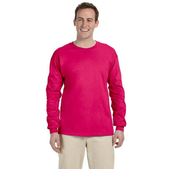 The Fruit of the Loom Adult HD Cotton Long-Sleeve T-Shirt - CYBER PINK - 3XL