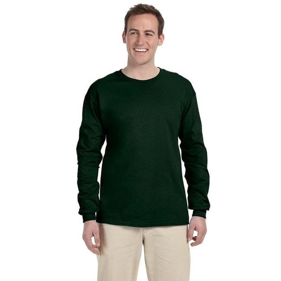 The Fruit of the Loom Adult HD Cotton Long-Sleeve T-Shirt - FOREST GREEN - XL