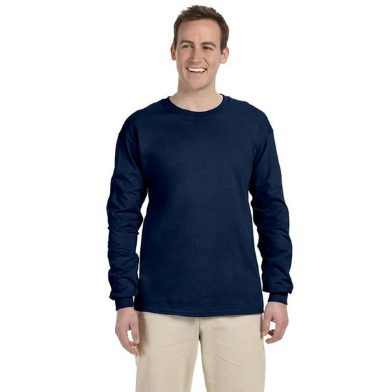 The Fruit of the Loom Adult HD Cotton Long-Sleeve T-Shirt - J NAVY - L
