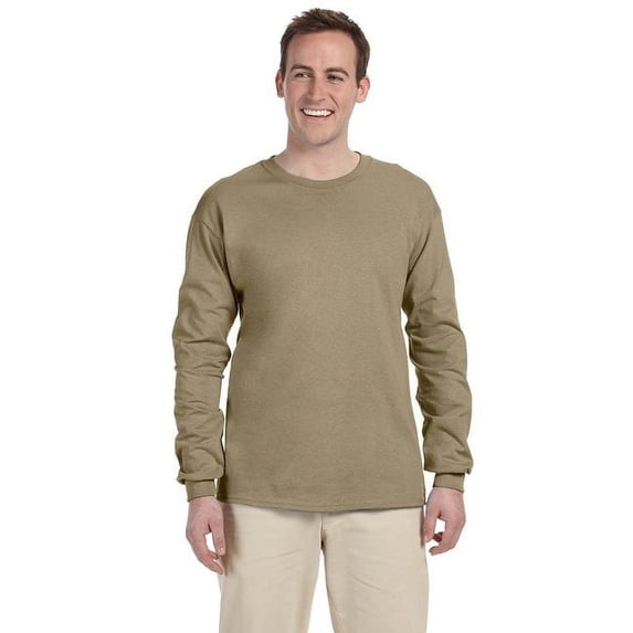 The Fruit of the Loom Adult HD Cotton Long-Sleeve T-Shirt - KHAKI - L