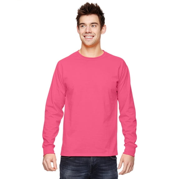 The Fruit of the Loom Adult HD Cotton Long-Sleeve T-Shirt - NEON PINK - 2XL