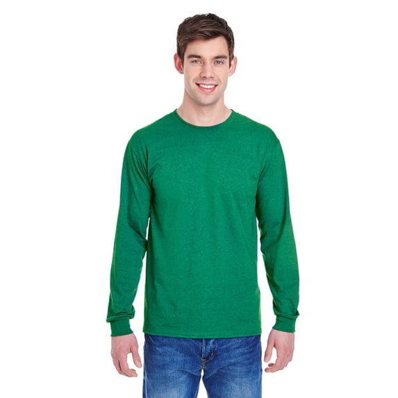The Fruit of the Loom Adult HD Cotton Long-Sleeve T-Shirt - RETRO HTHR GREEN - M