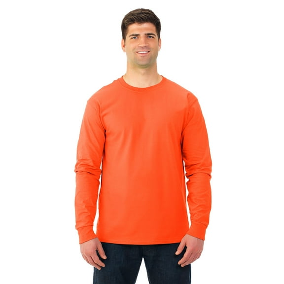 The Fruit of the Loom Adult HD Cotton Long-Sleeve T-Shirt - SAFETY ORANGE - L