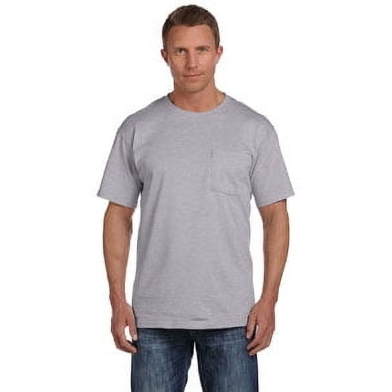 The Fruit of the Loom Adult HD Cotton Pocket T-Shirt - ATHLETIC HEATHER - S