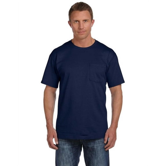 The Fruit of the Loom Adult HD Cotton Pocket T-Shirt - J NAVY - XL