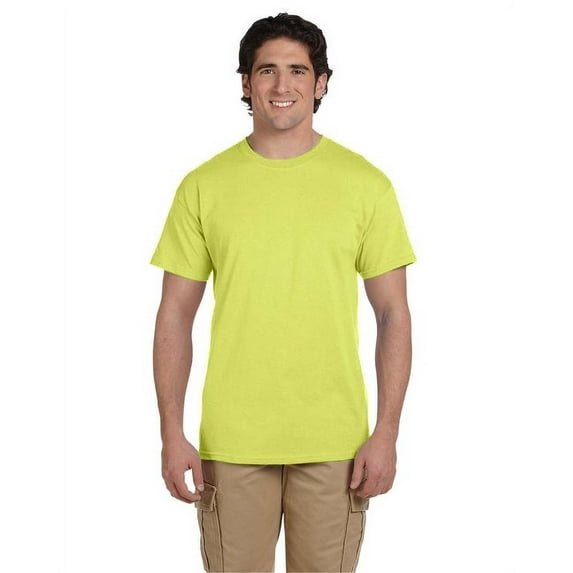 The Fruit of the Loom Adult HD Cotton T-Shirt - NEON YELLOW - 5XL