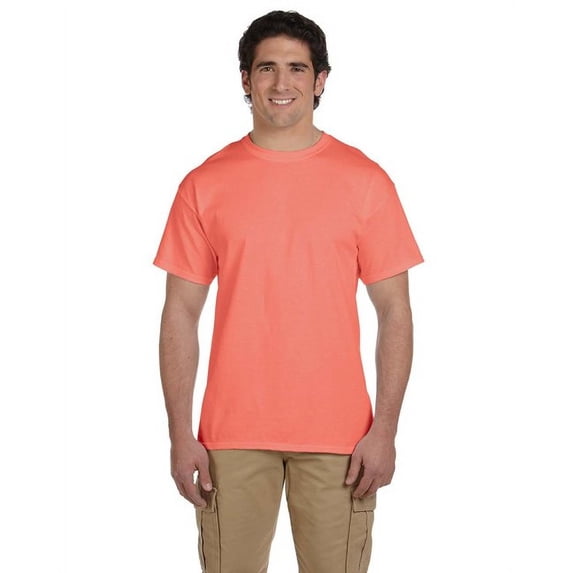 The Fruit of the Loom Adult HD Cotton T-Shirt - RETRO HTH CORAL - 2XL