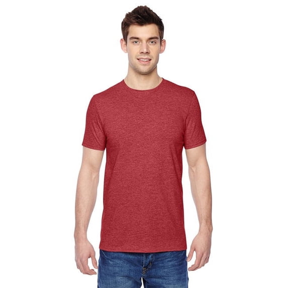The Fruit of the Loom Adult Sofspun Jersey Crew T-Shirt - BRICK HEATHER - 3XL