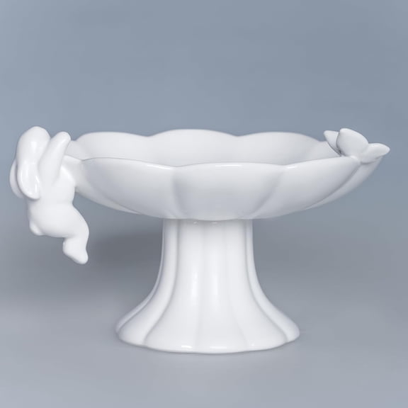 "The Fun of the Rabbit" Ceramic Bunny Cake Stand, Bunny Platter and Easter Dishes Set, Bunny Jar and Tableware with Rabbits, Cupcake Stand for Easter Decorations and Dinnerware Bunny Gift