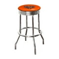 thumbnail image 1 of The Furniture King Bar Stool 29" Tall Backless Chrome Metal Stool Featuring Your Favorite Football Team Logo on a Colored Vinyl Swivel Seat Cushion Bears on Orange, 1 of 1