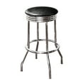 thumbnail image 1 of The Furniture King Bar Stool 29" Tall Chrome Finish Soda Fountain Stool Featuring a Black Glitter Vinyl Swivel Seat Cushion, 1 of 2