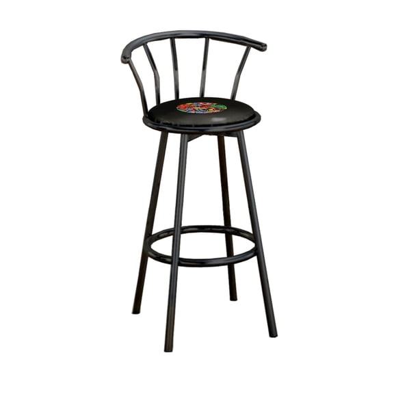The Furniture King Bar Stool Black Metal with a Comic Superhero Themed Decal (Avengers - Black)