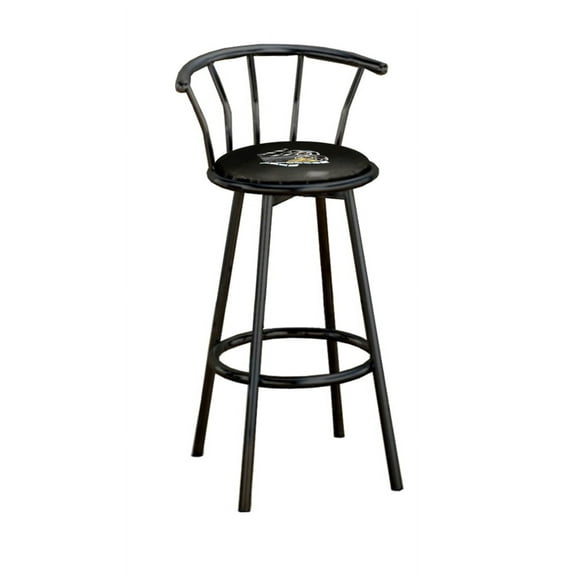 The Furniture King Bar Stool Black Metal with a Game Room Themed Decal (Movie Reel - Black)