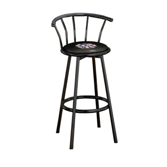 The Furniture King Bar Stool Black Metal with a Game Room Themed Decal (Poker - Black)