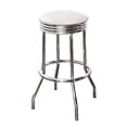 thumbnail image 1 of The Furniture King Bar Stool Retro Style 24" Tall Chrome Finish Soda Fountain Stool Featuring a White Glitter Vinyl Swivel Seat Cushion White Glitter, 1 of 2