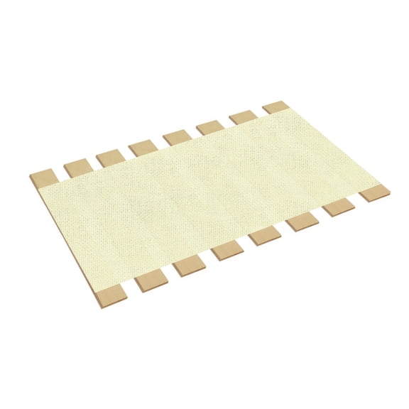 The Furniture King Full Size Bed Slats Custom Platform Bed Frame Support Plank Boards Attached with White Burlap Fabric 55" Wide